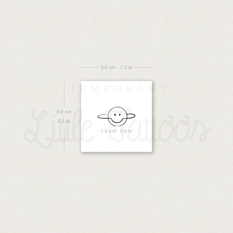 Smiley Saturn Temporary Tattoo - Set of 3