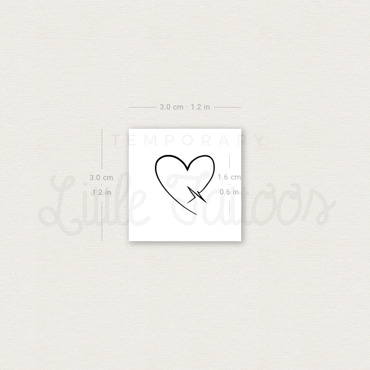 Heart and Heartbeat Temporary Tattoo - Set of 3