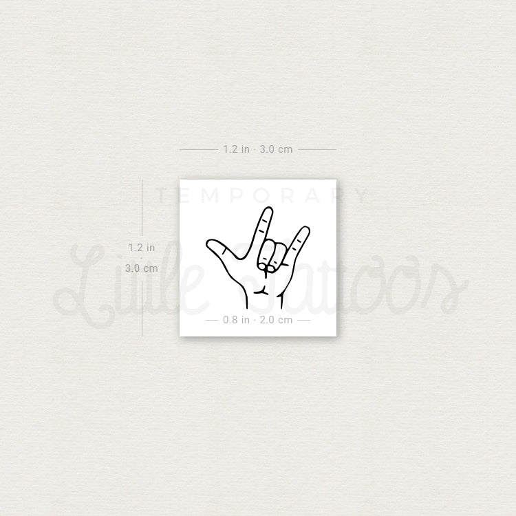 ILY Sign Temporary Tattoo - Set of 3