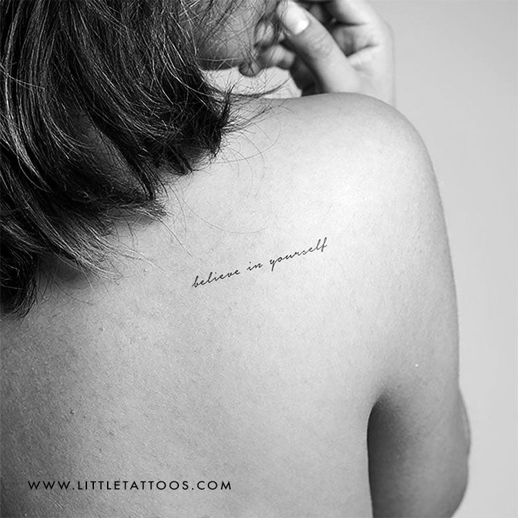 shoulder blade script tattoos