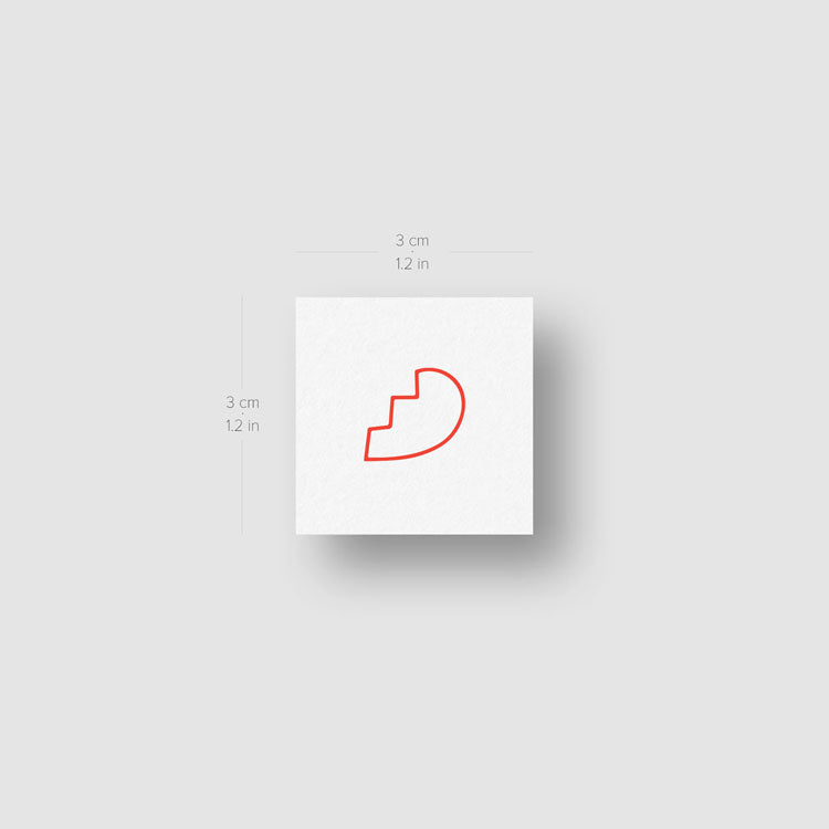 Matching Red Broken Heart Outline Temporary Tattoo - Set of 3+3