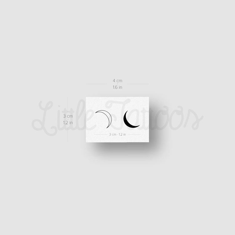 Crescent Moon Couple Temporary Tattoo - Set of 3