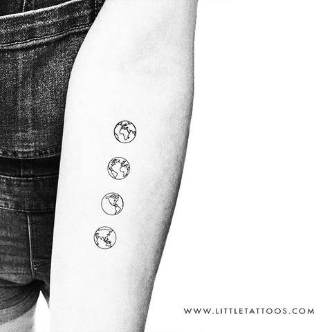 Small Planet Earth Temporary Tattoos - Set of 4x3