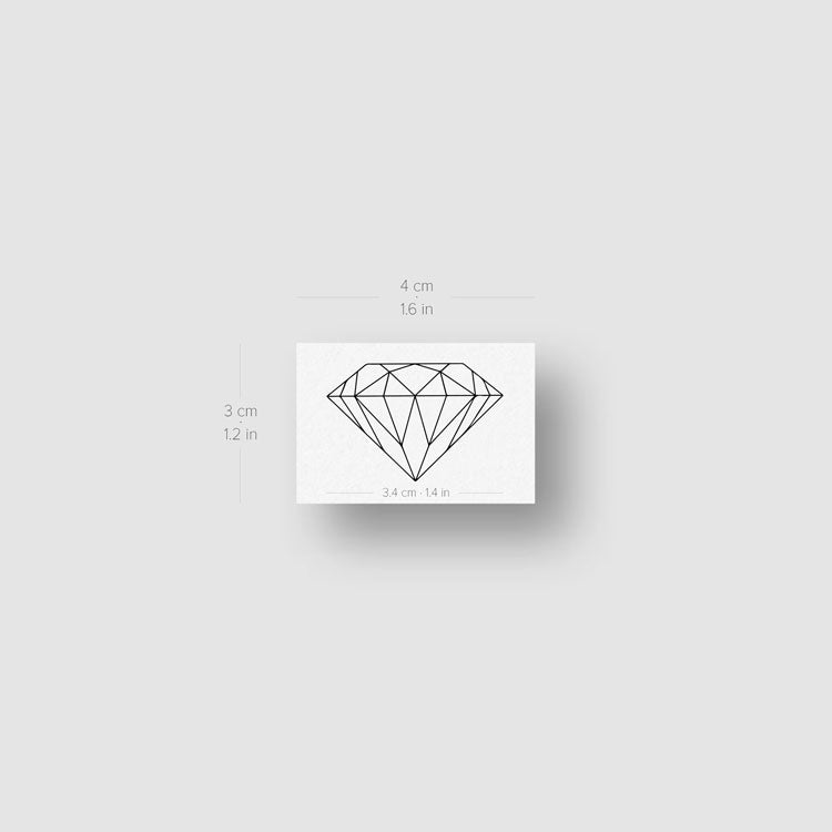 Tatuaje temporal de diamante de línea fina - Juego de 3