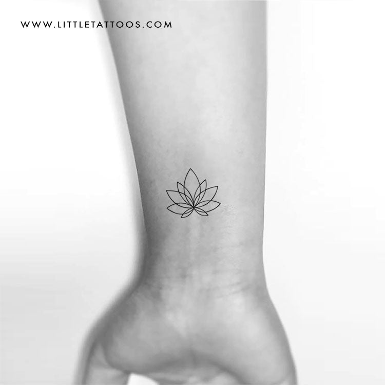 Fine Line Lotus Flower Temporary Tattoo
