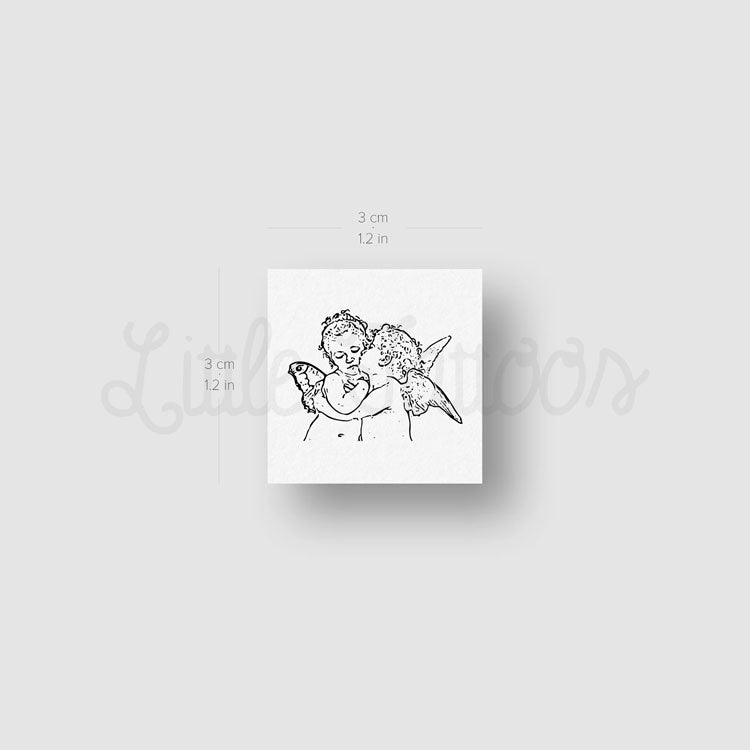 Line Art First Kiss Temporary Tattoo - Set of 3