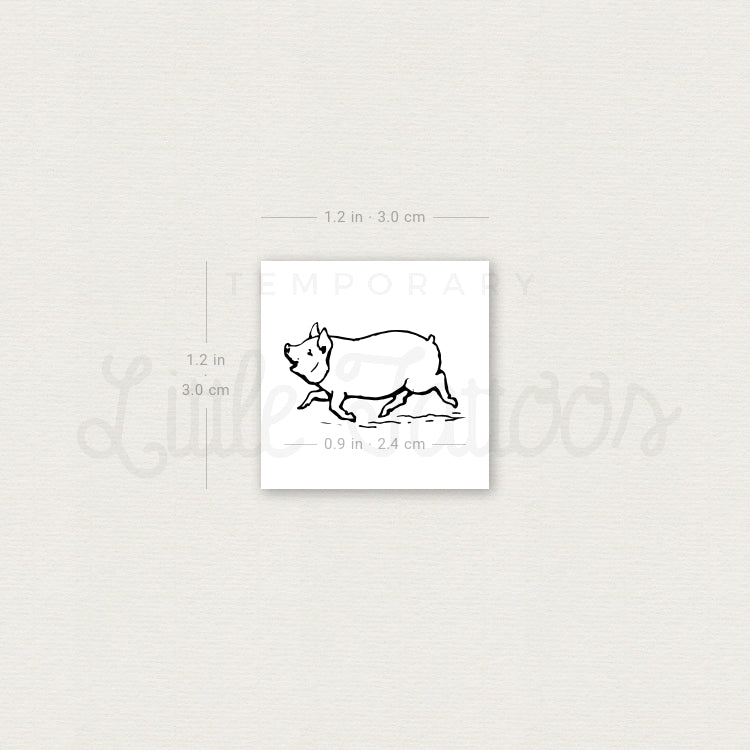 Pig Temporary Tattoo - Set of 3