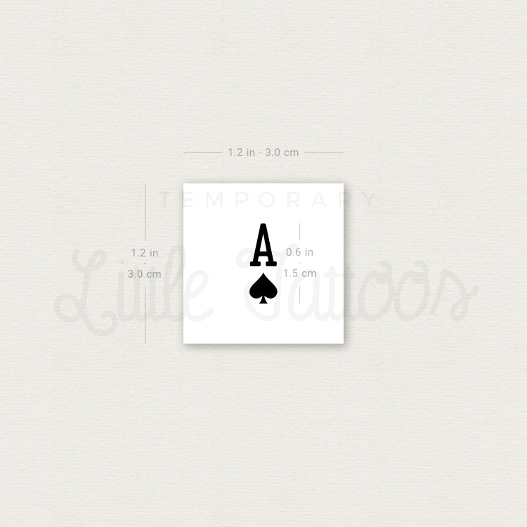 Small Ace Of Spades Temporary Tattoo - Set of 3