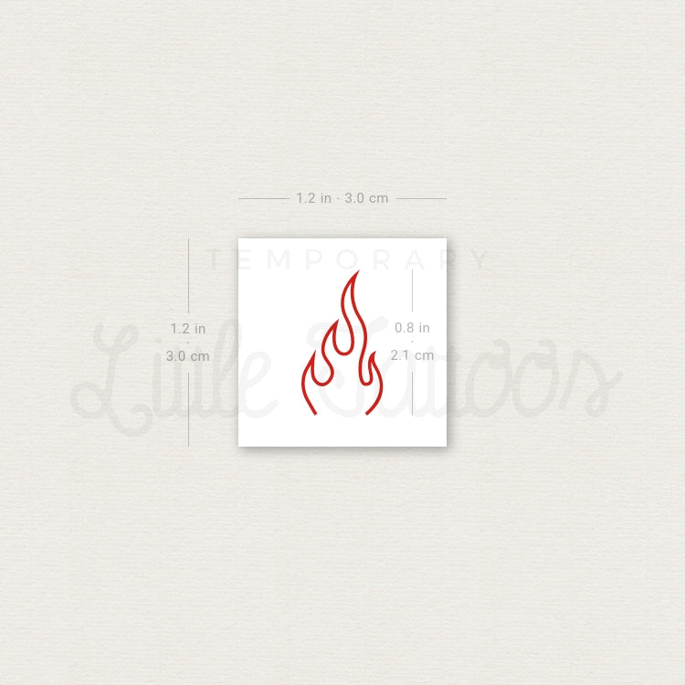 Red Fire Flame Temporary Tattoo - Set of 3