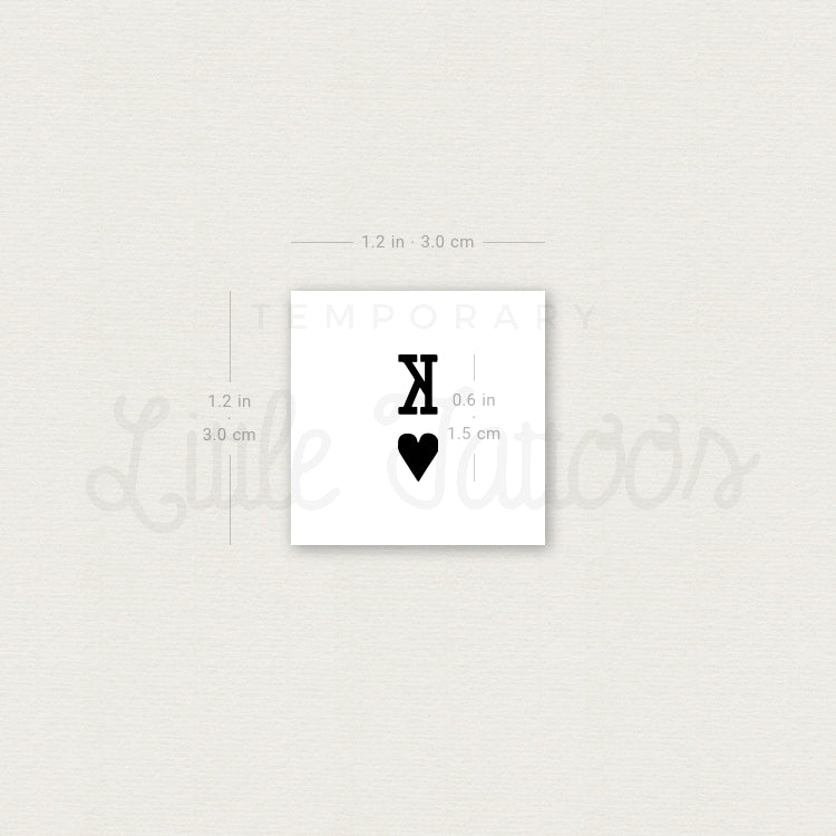 Black King Of Hearts Temporary Tattoo - Set of 3