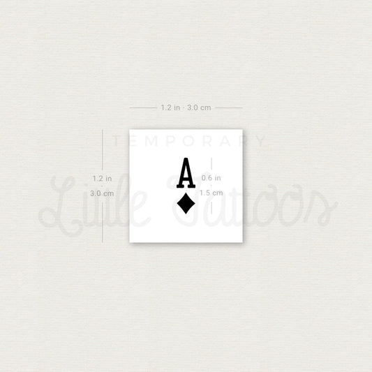 Black Ace Of Diamonds Temporary Tattoo - Set of 3