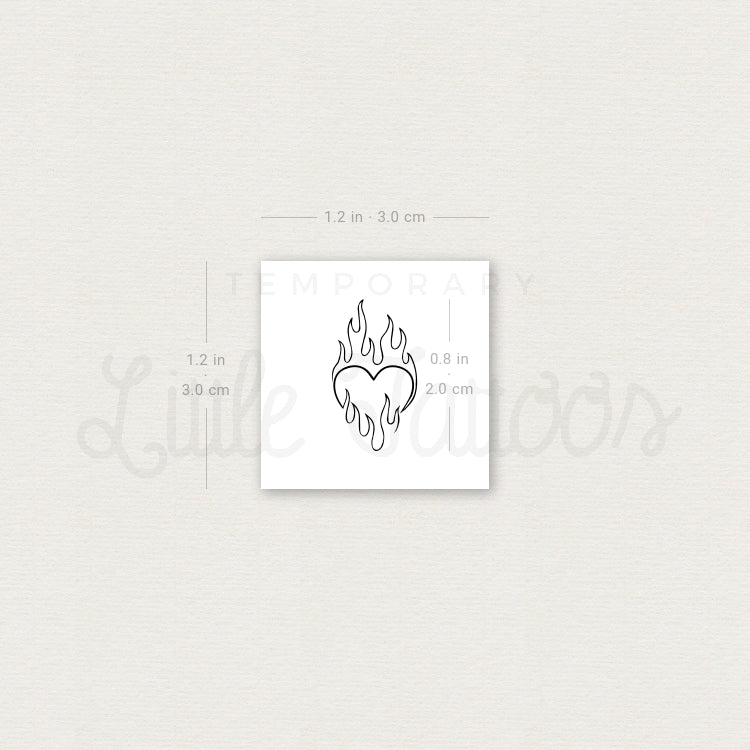 Flaming Heart Temporary Tattoo - Set of 3