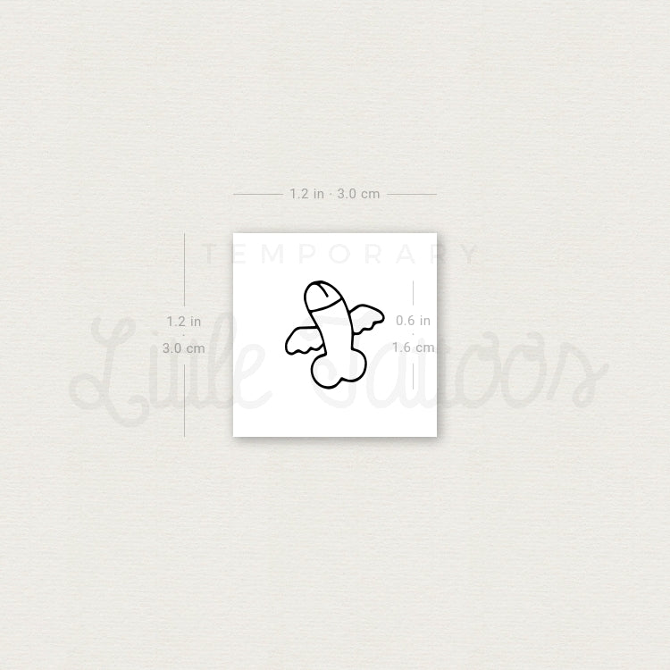 Flying Penis Temporary Tattoo - Set of 3