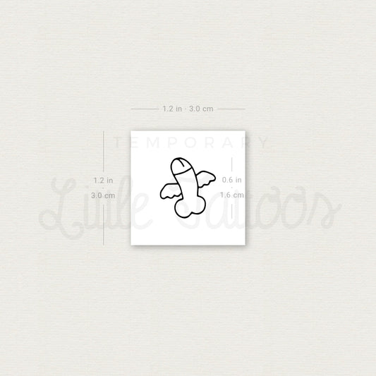 Tatuaje temporal de pene volador - Juego de 3