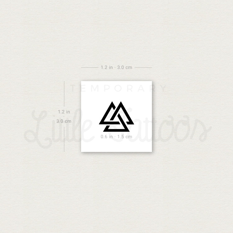 Tatuaje temporal pequeño de Valknut unicursal (juego de 3)