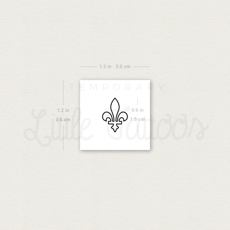 Tatuaje temporal de flor de lis de Luisiana de línea fina (juego de 3)