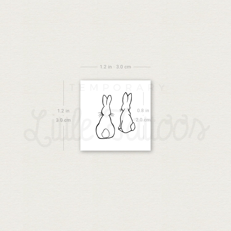 Rabbit Couple Temporary Tattoo - Set of 3