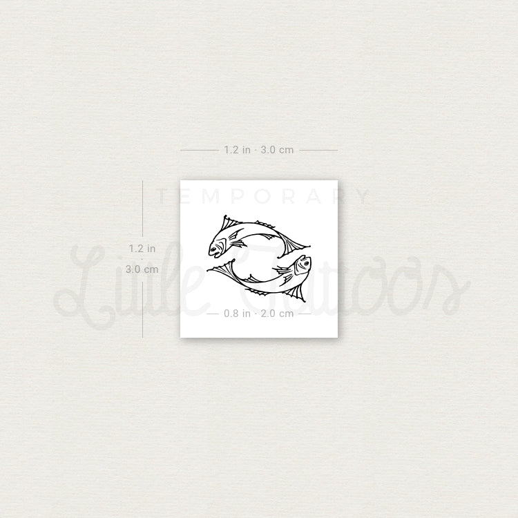 Fish Couple Temporary Tattoo - Set of 3