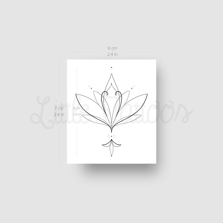 Fine Line Lotus Flower Temporary Tattoo by Harmlessberry - Set of 3