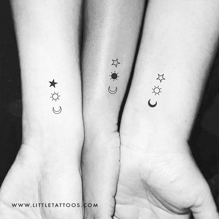 Matching 'him.' & 'her.' Temporary Tattoos - Set of 3+3 – Little