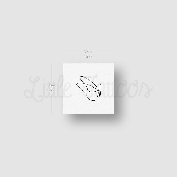 Tatuaje temporal de mariposa de línea continua - Juego de 3