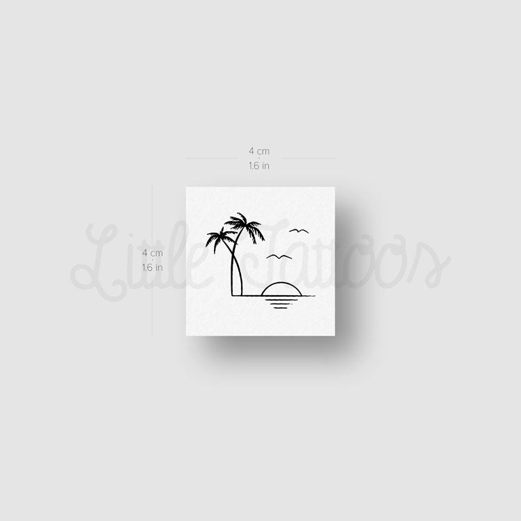 Tropical Sunset Temporary Tattoo - Set of 3