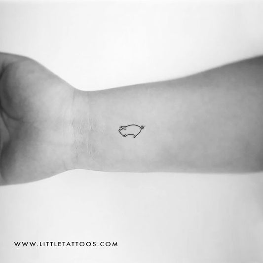 Minimalist Pig Temporary Tattoo - Set of 3