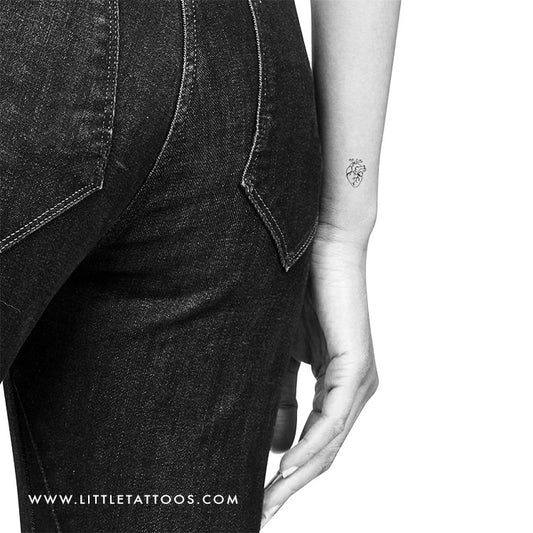 Small Anatomical Heart Temporary Tattoo - Set of 3