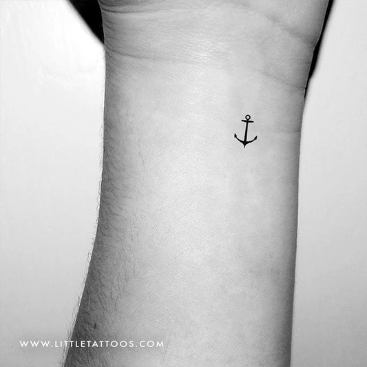 Tatuaje temporal de ancla minimalista - Juego de 3