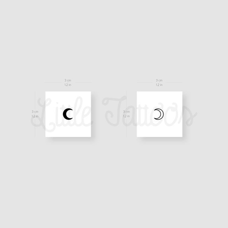 Tatuaje temporal de luna creciente a juego - Juego de 3 + 3