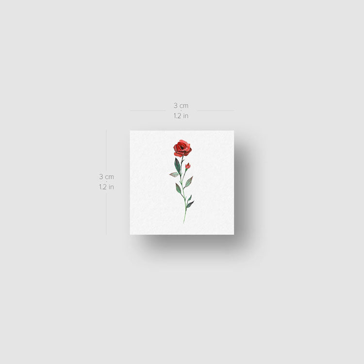 Tatuaje temporal de rosa roja de Lena - Juego de 3