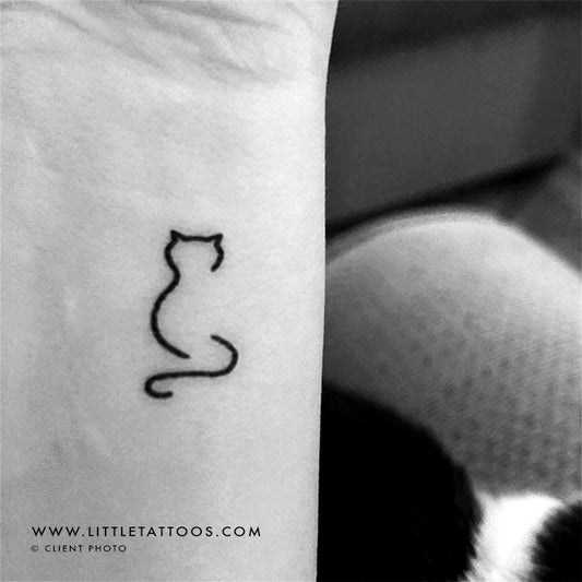 Minimalist Cat Temporary Tattoo - Set of 3