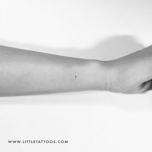 Tiny Minimalist Cross Temporary Tattoo - Set of 3