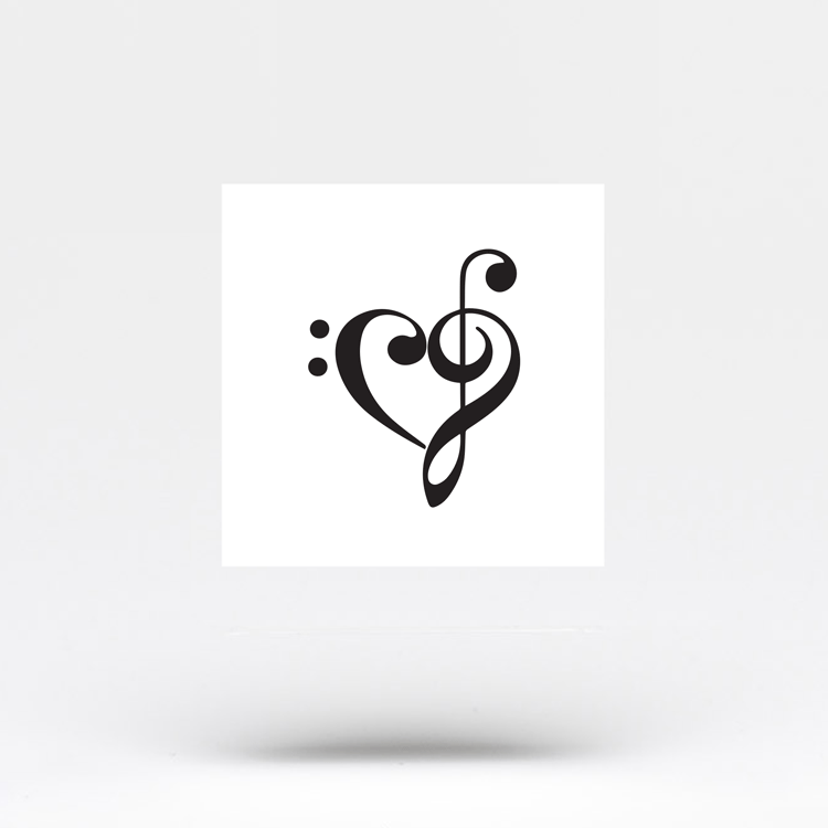 Tatuaje temporal de corazón musical - Juego de 3