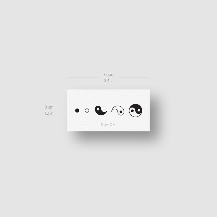 Tatuaje temporal de deconstrucción del Yin Yang - Juego de 3
