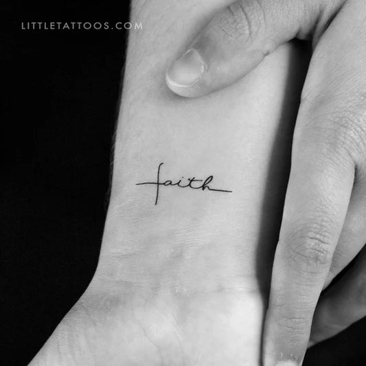Faith tattoos: Handwritten word faith tattoo