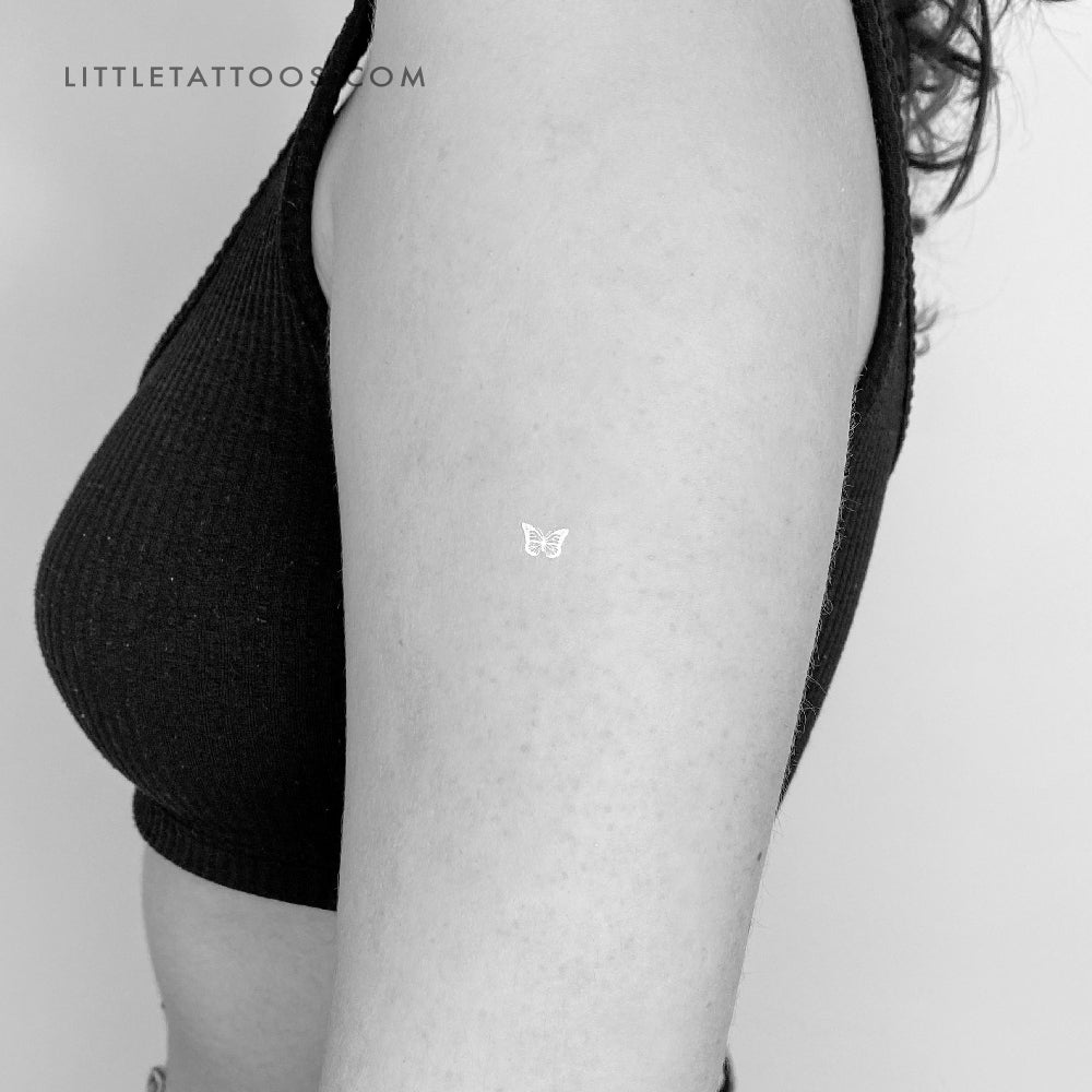 Tiny White Butterfly Temporary Tattoo - Set of 3