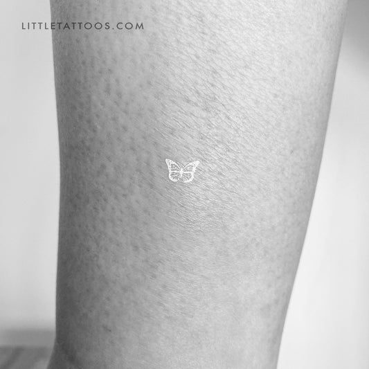 Tatuaje temporal de mariposa blanca diminuta - Juego de 3