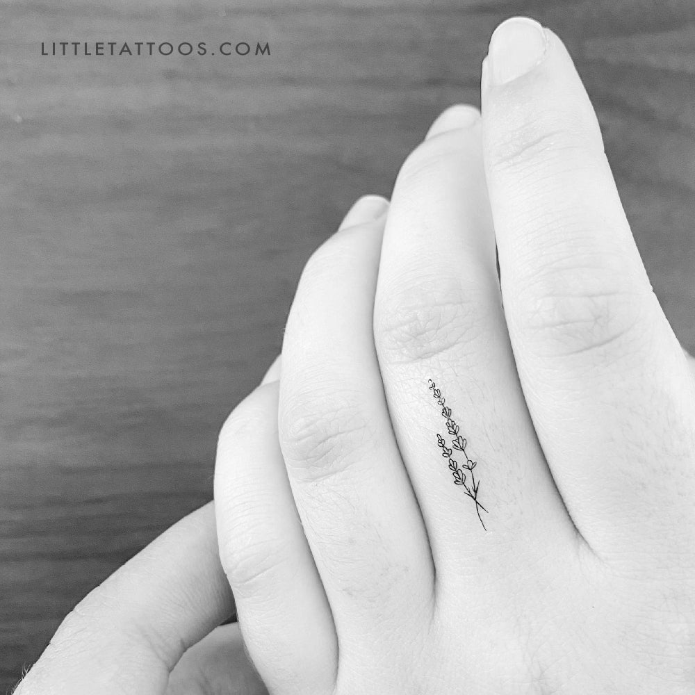 Little Fine Line Lavender Temporary Tattoo - Set of 3