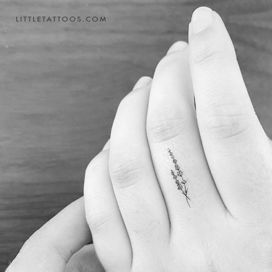 Tatuaje temporal de lavanda de línea fina (juego de 3)