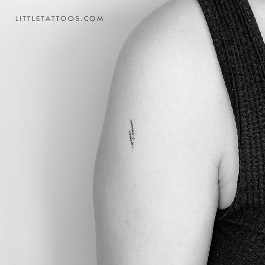 Tatuaje temporal de lavanda de línea fina (juego de 3)