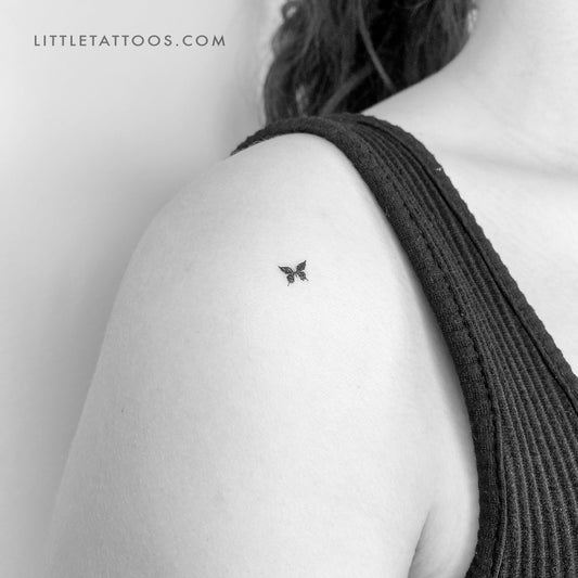 Tatuaje temporal de mariposa negra diminuta - Juego de 3
