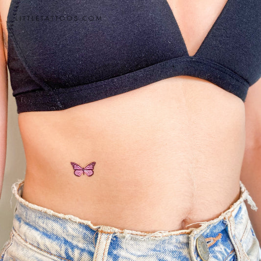 Tatuaje temporal de mariposa rosa - Juego de 3