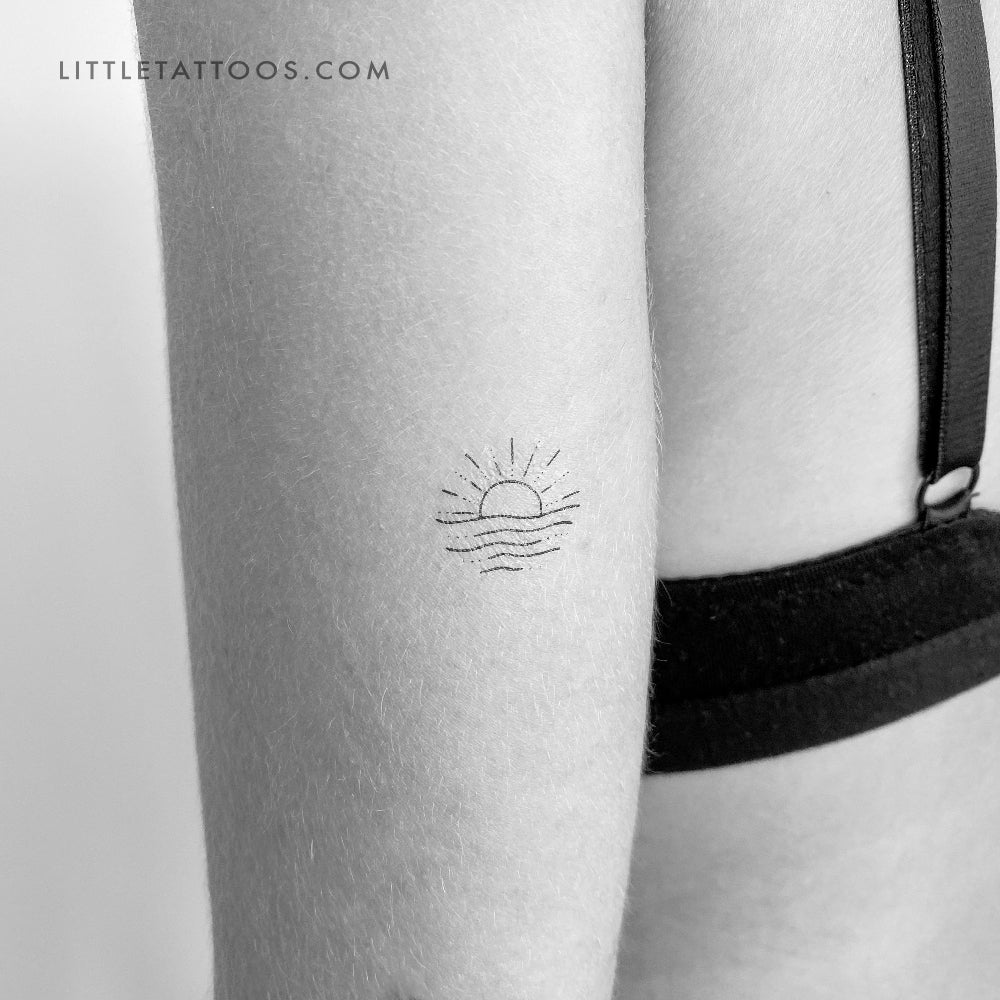 Tatuaje temporal de puesta de sol en la playa - Juego de 3