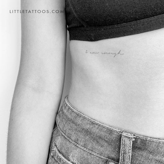 Tatuaje temporal escrito a mano "Soy suficiente" - Juego de 3