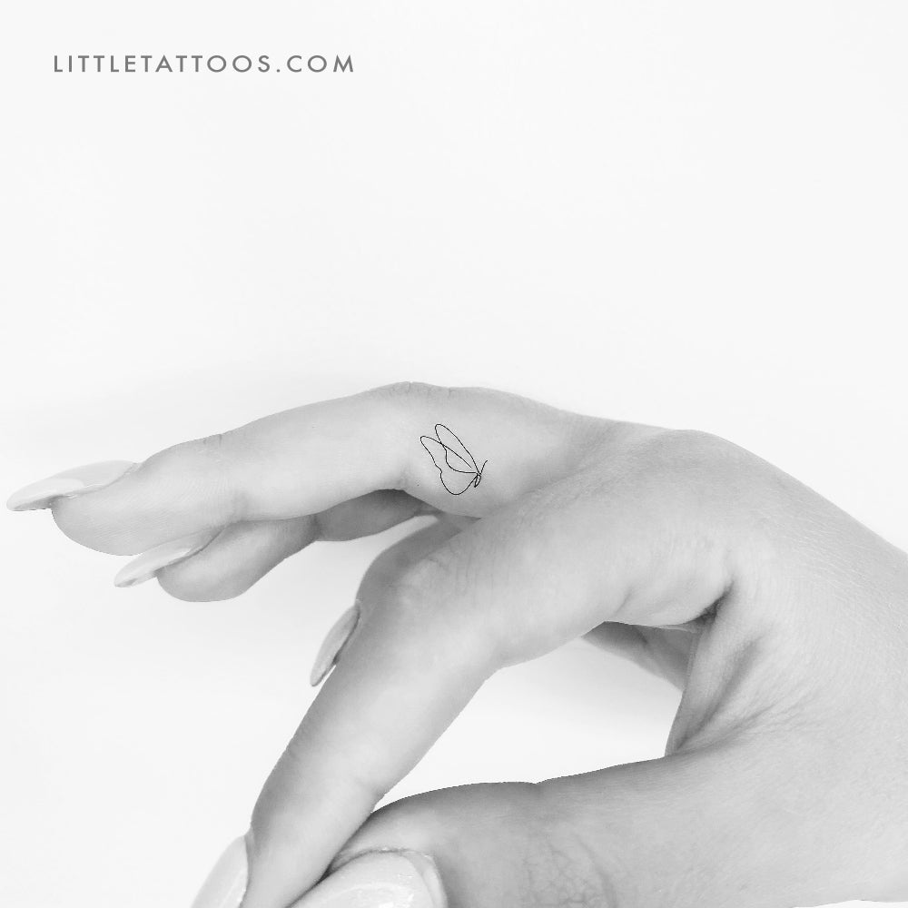 Tiny One Line Butterfly Temporary Tattoo - Set of 3