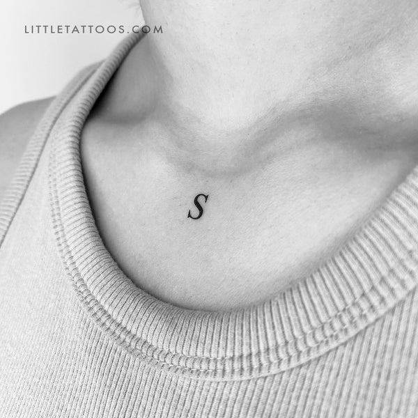 S Uppercase Serif Letter Temporary Tattoo - Set of 3
