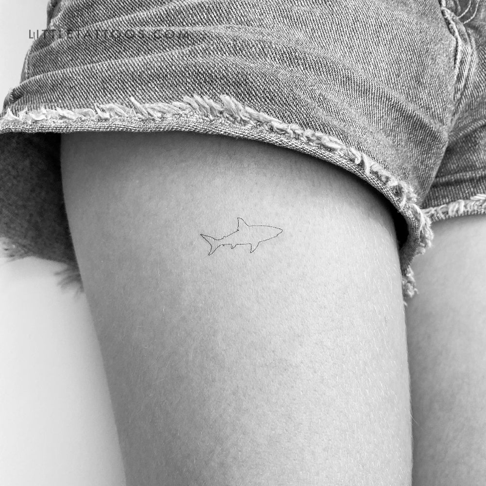 Fine Line Shark Temporary Tattoo - Set of 3