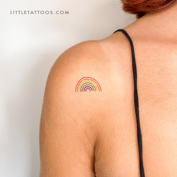 Minimalist Color Rainbow Temporary Tattoo - Set of 3