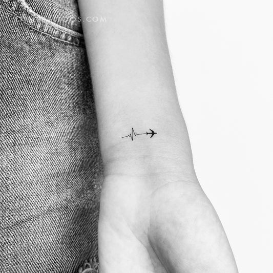 Tatuaje temporal de estela de avión y latidos del corazón (juego de 3)